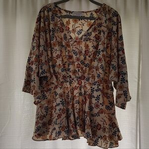 Floral V-Neck Women's Top